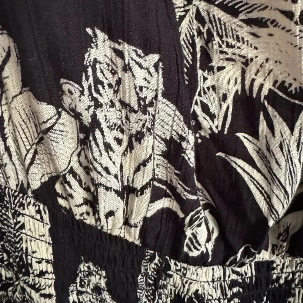 NWT Lola P Black Tan Sleeveless Stress Tropical Zoo Animal Print Dress Size M - Picture 15 of 16